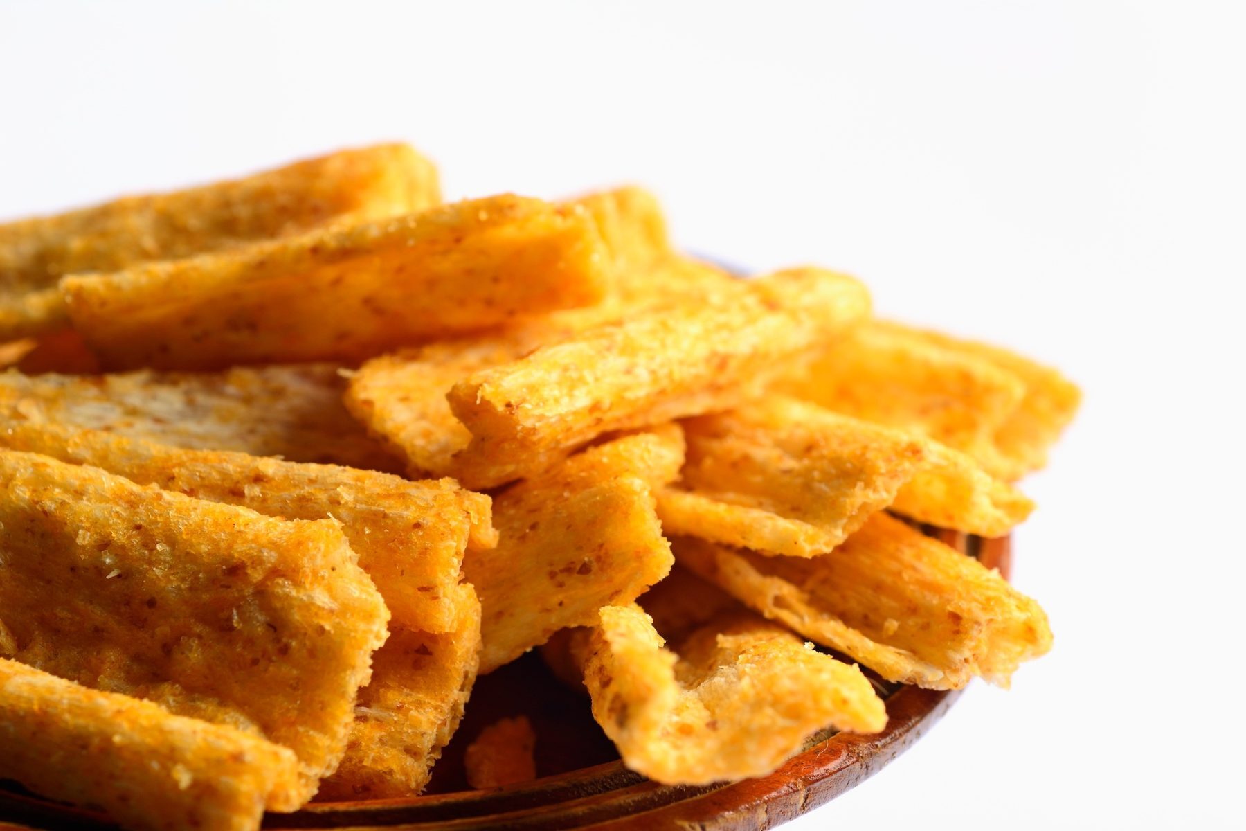 Baked multigrain snack barbeque flavor isolated on white background. Denver vending machines