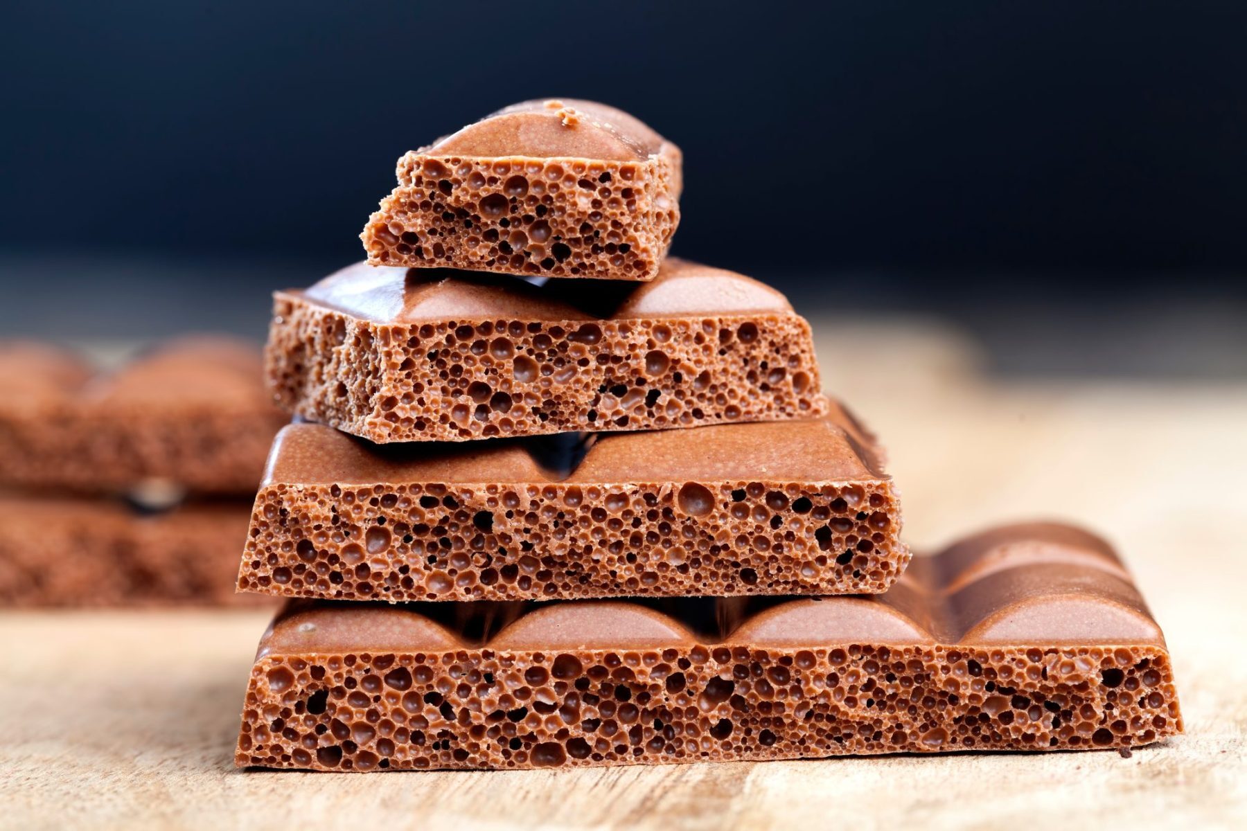 divided into pieces chocolate bar, air milk chocolate Vancouver healthy vending service and water service