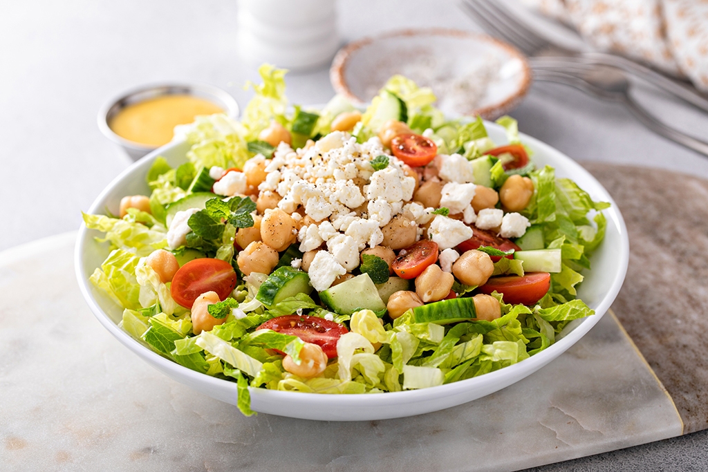 Fresh vegetable salad with chickpeas and feta Tucson micro markets and vending machine solutions
