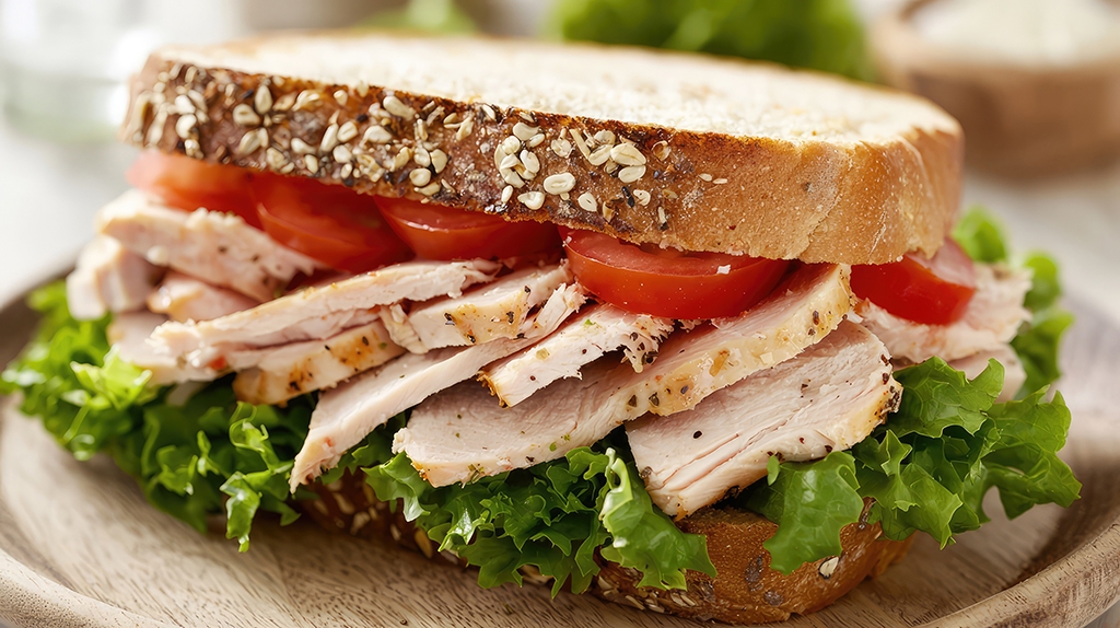 A delicious turkey sandwich layered with fresh lettuce and ripe Wichita micro markets and vending machine solutions